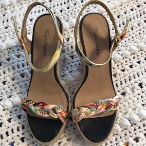 Multi colored wedges with crystal embellishments